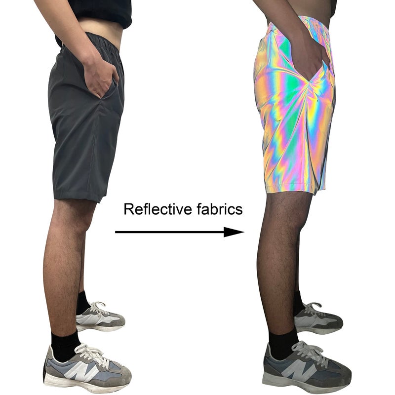 LZLRUN Rainbow Reflective Shorts Pants Men Fluorescent Trousers Casual Night Jogger (M, Shorts) - Image 5